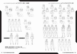 alicia_viewstream artbook breasts character_sheet concept_art female kagami_hirotaka kangoku_senkan kangoku_senkan_2 large_breasts legs lilith-soft long_hair looking_at_viewer midriff military_uniform monochrome nipples no_bra nude official_art skirt sweat underwear uniform