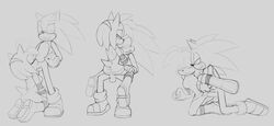 amy_rose anal anus balls furry grey_background hedgehog jammiez mammal oral penis pussy sonic_(series) sonic_the_hedgehog vaginal_penetration