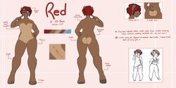 anthro ass bear english_text female flat_chested fur hair mammal model_sheet nipples nude overweight pussy redpixie smile solo standing teeth text