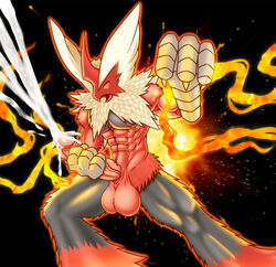 2017 abs action_pose anthro avian balls blaziken closed_eyes cum cumshot ejaculation excessive_cum explosion fire fist holding_penis humanoid_penis male male_only masturbation mega_blaziken mega_evolution muscular muscular_male nintendo orgasm penile_masturbation penis pokemon pokemon_(species) solo vein veiny_penis video_games white-snow-wolf year_of_the_rooster