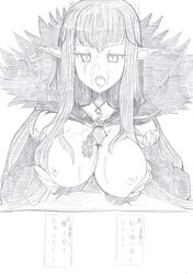 assassin_of_red bare_shoulders blush choker cum ejaculation elbow_gloves facial fate/apocrypha fate_(series) female fur gloves long_hair monochrome nipples open_mouth paizuri pointy_ears