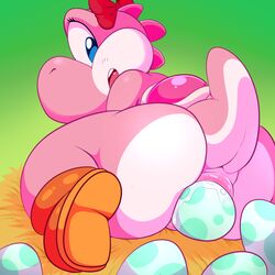 pink yoshi from mario (series) by lonbluewolf