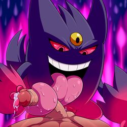 1boy 1girls 2017 big_tongue black_eyes clitoris cum erection faceless_male fellatio female gengar ghost human interspecies lonbluewolf long_tongue male mammal mega_evolution mega_gengar nintendo open_mouth oral penis pink_sclera pokemon pokemon_xy pussy saliva smile straight teeth tongue tonguejob veins veiny_penis video_games