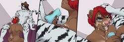 anthro cum cum_on_face cum_on_tongue cutaway duo erection feline female handjob male mammal mustelid nude otter penetrable_sex_toy redpixie sex sex_toy smile straight tiger tongue tongue_out