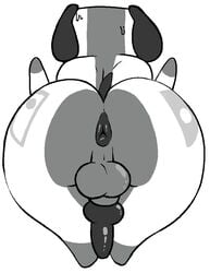 animate_inanimate anthro anthrofied anus ass big_butt canine digital_media(artwork) from_behind_position male mammal monochrome nintendo nintendo_switch nude orulf penis rear_view sex simple_background solo standing sweat switch_dog thick_thighs video_games white_background wide_hips