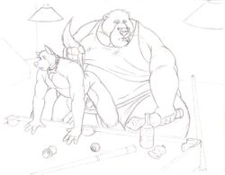 alcohol anal balls bear bent_over beverage big_dom_small_sub billiards canine collar dirtymutt eyewear fat glasses hanging_by_tail larger_male lube male male_only mammal midriff morbidly_obese morbidly_obese_male nude obese obese_male overweight overweight_male size_difference smaller_male smoking tail_grab toy yaoi