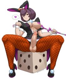 1futa absurdres ace_attorney animal_ears areola balls big_breasts bob_cut bonny_de_famme breasts bunny_ears bunnygirl bunnysuit busty censored cleavage cum cum_on_body cum_on_breasts cum_on_hair cum_on_upper_body erection fishnet_pantyhose futa_only futanari gyakuten_saiban high_heels highres intersex large_breasts looking_at_viewer pantyhose pasties penis purple_hair safurantora solo spread_legs testicles transparent_background voluptuous wrist_cuffs