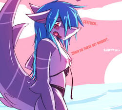 beach blush breasts female fish hair invalid_tag marine saintversa seaside shark shy sunset