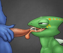 anthro avian chameleon cum cum_in_mouth cum_inside cumshot duo ejaculation erection faceless_male falco_lombardi half-closed_eyes holding_penis leon_powalski licking lizard male nintendo oral orgasm penis penis_lick reptile scalie sex side_view star_fox tapering_penis tongue tongue_out video_games x03 yaoi