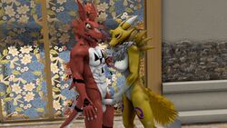 3d animal_genitalia balls breasts digimon erection escalie female filmmaker guilmon male muscular nude penis pussy renamon scalie source source_filmmaker wilcar92