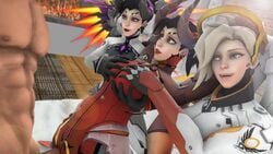 3d 4girls alternate_costume angel animated black_hair devil devil_mercy duo female imp imp_mercy male mercy mr_safety overwatch sound source_filmmaker straight tagme video witch_mercy