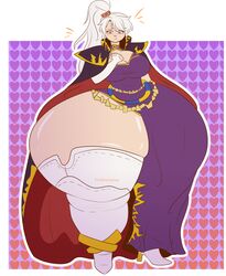 1girls ass_expansion big_ass blue_eyes blush dress expansion fire_emblem fire_emblem:_genealogy_of_the_holy_war growth huge_ass huge_thighs hyper hyper_ass hyper_hips hyper_thighs inflation ishtar_(fire_emblem) looking_down massive_ass massive_thighs thick_thighs thighhighs tristessaa white_hair wide_hips