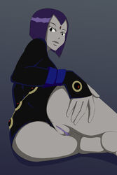 akayuki-zero anus ass clothes dc dc_comics dcau purple_hair pussy rachel_roth raven_(dc) straight_hair teen_titans