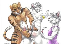 anthro ass bi_domination bisexual bondage closed_eyes crying erection feline female femdom forced forced_orgasm fur gay_domination looking_up male maledom malesub mammal multiple_boys multiple_doms muscular nipples nude orgasm penis simple_background sinistervibe spank_marks spanking straight stripes tears tiger traditional_media_(artwork) white_fur yaoi young