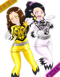 2girls ahim_de_famille doubutsu_sentai_zyuohger kaizoku_sentai_gokaiger luka_millfy multiple_girls super_sentai zyuohlion zyuohtiger