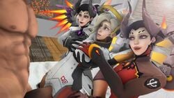 3d 4girls alternate_costume angel animated black_hair clone clones devil devil_mercy duo female imp imp_mercy male mercy mr_safety overwatch sound source_filmmaker straight tagme video witch witch_hat witch_mercy