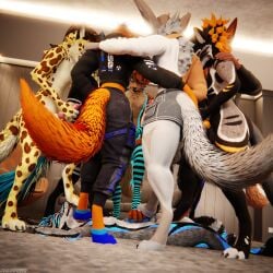 1:1 3d_(artwork) 4k absurd_res animal_genitalia animal_penis anthro anthro_on_anthro balls biped black_body black_fur blender_(artwork) blender_cycles blue_body blue_fur bodily_fluids bottomwear canid canine canine_genitalia canine_penis canis claws clothed clothing cum depth_of_field digital_media_(artwork) dominant dragonplayer dragonplayer_(character) erection feet feet_on_penis foot_fetish foot_lick foot_on_balls foot_on_chest foot_play footjob fox fur genital_fluids genitals grey_body grey_fur group hair hi_res hindpaw hoodie inside knot licking lying lying_on_ground male male/male mammal maro_lupus multicolored_body nude on_back on_ground open_mouth orgasm pants paws penis reflection rexouium sex slim slim_anthro slim_male slim_sub smile stepped_on stepping_on_another stepping_on_balls stepping_on_chest stepping_on_face stepping_on_genitals submissive submissive_male surrounded tail teeth tongue tongue_out topwear trampling white_body white_fur