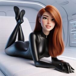 1girls ai_generated big_lips bimbo_lips female female_only fourandone fully_clothed red_hair shiny_clothes thick_lips tight_clothing