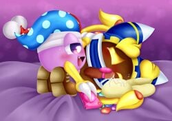 2boys blush cum dick kirby_(series) magolor marx_(kirby) vibrator_on_penis