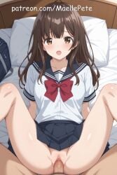 ai_generated beautiful beauty bed bedroom breasts clothing cute female girl girly hige_wo_soru._soshite_joshikousei_wo_hirou. human legs long_hair love maellepetite naked nude nude_female ogiwara_sayu open_mouth panties pose pussy school_uniform schoolgirl sex small_breasts smaller_female spread_legs spread_pussy tight_fit vagina vaginal_penetration vaginal_sex