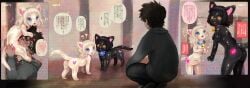 2025 absurd_res anthro anthro_to_feral ass bell bell_collar bent_over biped black_body black_hair blue_eyes brown_eyes clothed clothed_human clothed_male clothing collar collar_only colored comic confusion crouching detailed_background domestic_cat duo_transformation felid feline felis female female_anthro female_feral feral front_view glowing glowing_markings gradient_eyes group hair handpaw heart_(marking) hi_res holding_another human human_on_feral interspecies japanese_description japanese_text male male_human mammal markings motion_lines nude nude_anthro nude_female open_mouth open_smile paws petroid pink_inner_ear pink_mouth pink_nose pink_tongue pupils quadruped question_mark rear_view right_to_left rina_(tetetor-oort) shaded side_view slit_pupils smile speech_bubble standing tail tail_motion tetetor-oort text three-quarter_view time_progression tongue transformation translation_request trio white_body white_hair yellow_eyes yume_(tetetor-oort) zoophilia