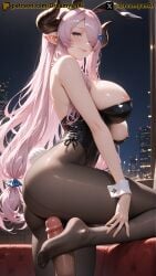 2025 ai ai_assisted ai_generated anime anime_style artist_name barefoot blue_eyes breasts bunny_costume bunny_ears bunny_girl bunnysuit draph draph_race_(granblue_fantasy) dreamyan_ai feet footjob granblue_fantasy hi_res high_quality high_resolution highres horn horns huge_breasts narmaya_(granblue_fantasy) nipples pantyhose patreon pink_hair pointy_ears seductive seductive_eyes seductive_look seductive_pose seductive_smile thick_ass thick_thighs thighs tight_clothing uncensored white_body white_skin