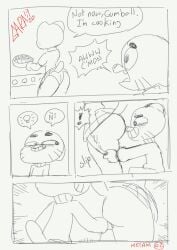 1boy 1girls ass big_breasts breasts cartoon_network cleavage female female fur furry garabatoz gumball_watterson incest male nicole_watterson tail tawog the_amazing_world_of_gumball