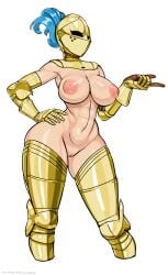 1girls abs armor big_breasts breasts casual casual_nudity edit edited european european_female female female_knight female_only gold_(metal) gold_armor hand_on_hip helmet high_resolution kardia_of_rhodes knight knight_armor knight_helmet light_skin medieval_armor medieval_armour nipples nisetanaqa nude nude_female original pale_skin pussy simple_background solo
