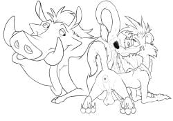 all_fours animal_genitalia animal_penis anthro anus ass balls butt_sniffing collar disney duo erection feral genitals hi_res line_art magzol male male/male mammal mustelid mustelid_penis musteline nude penis pumbaa raised_tail smile sniffing stoat stoaty suid suine tail the_lion_king true_musteline tusks warthog weasel