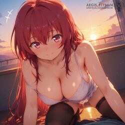 1boy 1boy1girl 1boy1girls 1girl1boy 1girls 1girls1boy 2026 aegis_elysium afternoon afternoon_sky ai-generated ai_art ai_generated anime anime_girl big_breasts blushing_at_viewer blushing_female boots breasts cleavage day female_focus hair_ornament headpiece hi_res high_quality high_res high_resolution huge_breasts large_breasts long_hair lying naruse_mio open_shirt pants red_hair red_hair_female redhead_female seductive_look seductive_smile shinmai_maou_no_testament shinmai_maou_no_testament_burst shirt sitting sky smiling smiling_at_viewer sunlight sunset sunshine thick_breasts thick_thighs thighs tiara very_long_hair wall wall_(structure) water watermark