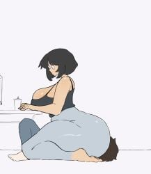 animated facesitting fat_ass milosartses saliva_trail thick_thighs