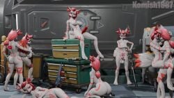 animal_genitalia animal_penis anthro blender_(artwork) breasts canid canine digital_media_(artwork) epic_games equine_genitalia equine_penis female female/female fortnite fox fur genitals group group_nudity gun gynomorph hair hi_res intersex intersex/female kimiko_five-tails kissing knot komish1987 looking_at_viewer looking_back mammal markings penetration penis ranged_weapon red_hair selfcest small_breasts square_crossover weapon white_body white_fur