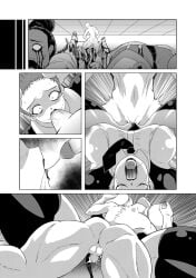 1boy 2girls beast_anime breasts comic cum dark-skinned_female dark_skin death female female_death guro male oral penis pussy straight vaginal_penetration