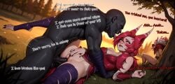 1boy 1girls ai_generated animal_ears bare_thighs bbc big_penis bigger_male bird_legs black_body black_nails cheating cheating_girlfriend cheating_whore claws colored_nails cuckold cuckold_rape cuckolding dark-skinned_male dark_skin defeated dominant_male eyeshadow flowhorenter forced league_of_legends long_nails makeup male muscular muscular_male nails netorare ntr penis raped raped_by_enemy raped_by_monster red_hair riot_games sex sluts slutty_face slutty_pose straight submissive submissive_female vastaya whore_eyes xayah yellow_eyes