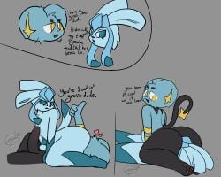2024 annoyed anthro ass big_butt blue_body blue_fur blue_sclera dialogue digital_media_(artwork) duo eeveelution english_text erection facesitting felid fur gams_(gazaster) gazaster generation_4_pokemon genitals gesture glaceon half-closed_eyes hand_gesture hi_res lex_(gazaster) looking_at_another looking_at_partner looking_back male male/male mammal narrowed_eyes nintendo nude open_mouth penis pokemon pokemon_(species) shinx signature simple_background sitting_on_another smug tail text thick_thighs thumbs_up white_eyes wide_hips yellow_eyes
