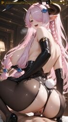 2025 ai ai_assisted ai_generated anime anime_style artist_name blue_eyes breasts bunny_costume bunny_ears bunny_girl bunnysuit cowgirl_position draph draph_race_(granblue_fantasy) dreamyan_ai granblue_fantasy hi_res high_quality high_resolution highres horn horns huge_breasts narmaya_(granblue_fantasy) nipples open_mouth pantyhose patreon pink_hair pointy_ears pov reverse_cowgirl_position sex smile smiling thick_ass thick_thighs thighs tight_clothing uncensored vagina vaginal_insertion vaginal_penetration vaginal_penetration vaginal_sex white_body white_skin