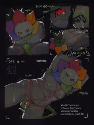 0zutea bondage bound chastity_cage chastity_device comic cum dandy's_world dandy_(dandy's_world) desperation dialogue dildo edging male sex_toy solo_male text