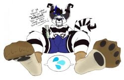 ambiguous_gender anthro black_body black_fur clothing crux dialogue duo english_text erection erection_under_clothing feet foot_fetish foot_focus foot_play footwear fur inanimate_object inanimate_transformation male male/ambiguous simple_background sock_fetish sock_transformation socks speech_bubble tenting text transformation underwear vanillayote white_background white_body white_fur