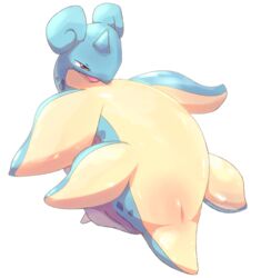 1girls alpha_channel animal_genitalia belly big_ears blue_skin cloaca female female_only feral half-closed_eyes horn lapras lying marine nintendo no_nipples nude on_back open_mouth orange_eyes pokemon presenting presenting_cloaca pussy shell shiny_skin simple_background slightly_chubby solo tail tongue video_games white_background yellow_skin ふんわりばなな