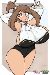 1girls big_breasts blue_eyes breasts brown_hair enormous_breasts female huge_boobs huge_breasts large_breasts may_(champion)_(pokemon_masters) may_(pokemon) pokemon pokemon_masters short_hair silenttandem solo thick_thighs