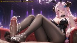2025 ai ai_assisted ai_generated anime anime_style artist_name barefoot blue_eyes breasts bunny_costume bunny_ears bunny_girl bunnysuit cum cum_on_feet draph draph_race_(granblue_fantasy) dreamyan_ai feet footjob granblue_fantasy hi_res high_quality high_resolution highres horn horns huge_breasts narmaya_(granblue_fantasy) nipples pantyhose patreon pink_hair pointy_ears seductive seductive_eyes seductive_look seductive_pose seductive_smile thick_ass thick_thighs thighs tight_clothing uncensored white_body white_skin