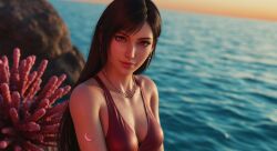 3d 3d_(artwork) 3d_model ai_generated black_hair final_fantasy_vii final_fantasy_vii_remake leshay7 red_eyes tifa_lockhart