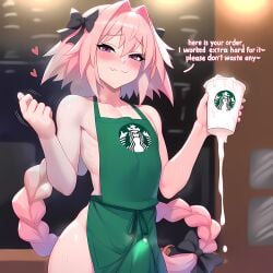 1:1 1boy 1femboy :3 after_ejaculation after_masturbation after_orgasm ai_generated alternate_version_at_source alternate_version_available apron apron_only ass astolfo_(fate) background bare_ass bare_shoulders blush blushing_at_viewer blushing_male boner boner_under_clothes braid braided_hair braided_ponytail bulge bulge_through_clothing coffee color container cowboy_shot crossdressing cum cum_drip cum_from_penis cum_in_coffee cum_in_container cum_in_cup cum_string cum_through cum_through_clothes cum_trail cup dominant dominant_male dripping dripping_cum dripping_penis english english_text eyelashes facing_viewer fate_(series) femboy femboy_only femboydom feminine_male front_view green_apron hair_ornament hair_ribbon half-closed_eyes half-dressed half_naked hard_cock hard_on heart heart_symbol hearts_around_head hi_res highres holding_container holding_cup holding_object iced_latte_with_dick_milk indoors izacru0 leaking leaking_cum long_hair looking_at_viewer male meme motion_lines no_panties no_underwear nude nude_male nude_underneath otoko_no_ko partially_clothed penis penis_bulge penis_under_clothes pink_eyes pink_hair ponytail pov_eye_contact raised_arm raised_eyebrows revealing_clothes ribbon ribbons smug smug_face solo solo_male standing starbucks steam sweat sweatdrop talking talking_to_viewer text textless_version two_tone_hair very_high_resolution w_arms wide_hips