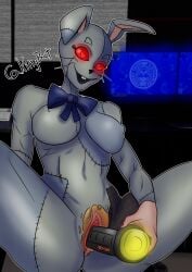 bunny_ears bunny_girl bunnysuit female female_only flashlight fnaf hairy_pussy masturbation sex_toy vanny_(fnaf)