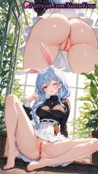 1girls 2025 ai_generated animal_ear_fluff animal_ears anus ass bangs barefoot black_sweater blue_hair blush braid breasts earrings feet female hi_res highres hololive jewelry long_hair long_sleeves looking_at_viewer multiple_views natsuyoru no_panties one_eye_closed patreon pekomama pussy rabbit_ears rabbit_girl rabbit_tail sitting skirt solo sweater tail thick_eyebrows toenails toes tongue tongue_out uncensored vagina voluptuous voluptuous_female white_belt white_skirt