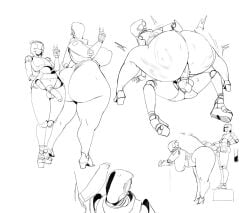 big_ass big_breasts big_butt big_penis face_hidden faceless_character female femboy femboy_on_female femboydom figure greasymeta haydee haydee_(game) high_heels peace_sign shamrock_(polynian) size_difference