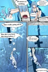 air_bubbles bikini blue_eyes blue_hair female marima666_(artist) medium_breasts original_character pool swimming_pool underwater water