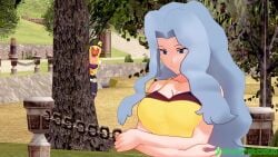 2girls 3d ace_trainer_(pokemon) ball_gag bondage commission damsel_in_distress gag gagged hand_over_another&#039;s_mouth karen kidnapped kidnapping pokemon shepirotcloud tagme video yuri yuri