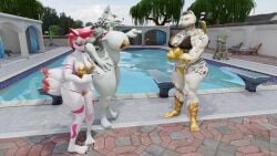 big_breasts bikini breasts cleavage female furry huge_breasts kimiko_(fortnite) notsafeforgek tagme thick_thighs wide_hips