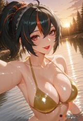 1girls 2025 ahoge ai_generated ass ass_focus back bangs bare_shoulders black_bra black_clothes black_hair black_legwear black_panties black_thighhighs black_underwear blush bra breasts cellphone cleavage closed_mouth clothing curvaceous curvaceous_female curvaceous_figure curvy curvy_figure female female_focus female_only from_behind garter_belt garter_straps hair_ornament holding holding_object holding_phone hoyoverse huge_ass indoors inviting inviting_to_sex lace lace_trim large_breasts legwear lingerie long_hair looking_at_viewer looking_back mihoyo mirror multicolored_hair new_eridu_public_security orange_hair panties pantsu phone ponytail presenting presenting_ass presenting_breasts presenting_hindquarters presenting_pussy presenting_self red_bra red_eyes red_hair red_nails red_panties red_underwear reflection rognezart seductive seductive_look seductive_smile selfie shoulder_blades sideboob skindentation smartphone solo standing streaked_hair thick_thighs thigh_gap thighhighs thighs thong underwear underwear_only voluptuous voluptuous_female zenless_zone_zero zhu_yuan